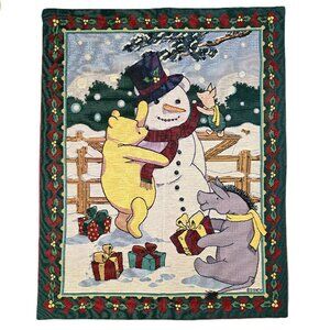 Classic Winnie The Pooh Christmas Tapestry Wall Hanging Disney Decoration 33x26